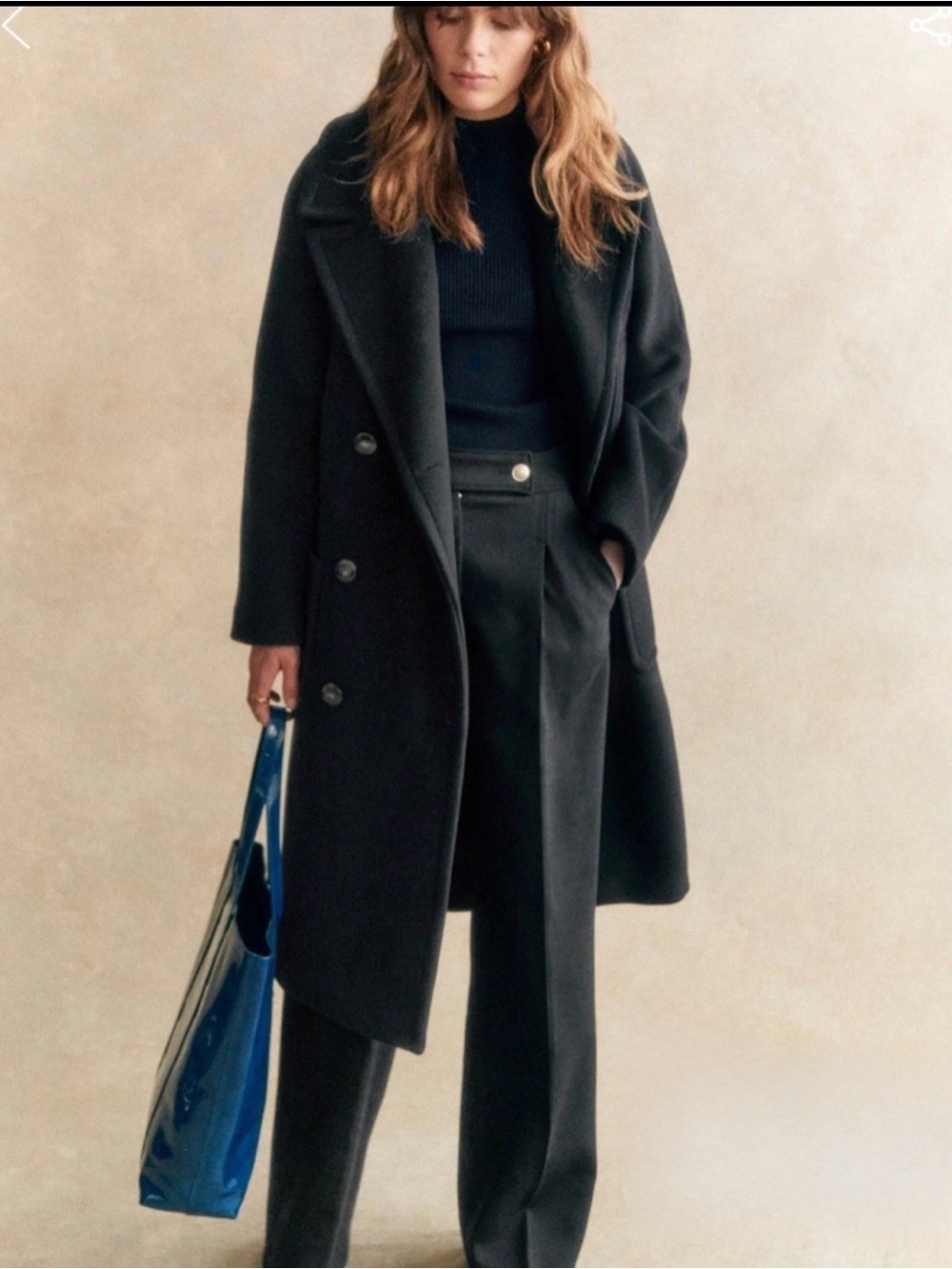 NWT Sézane Tom Wool Coat - black - size 42 (US 10)